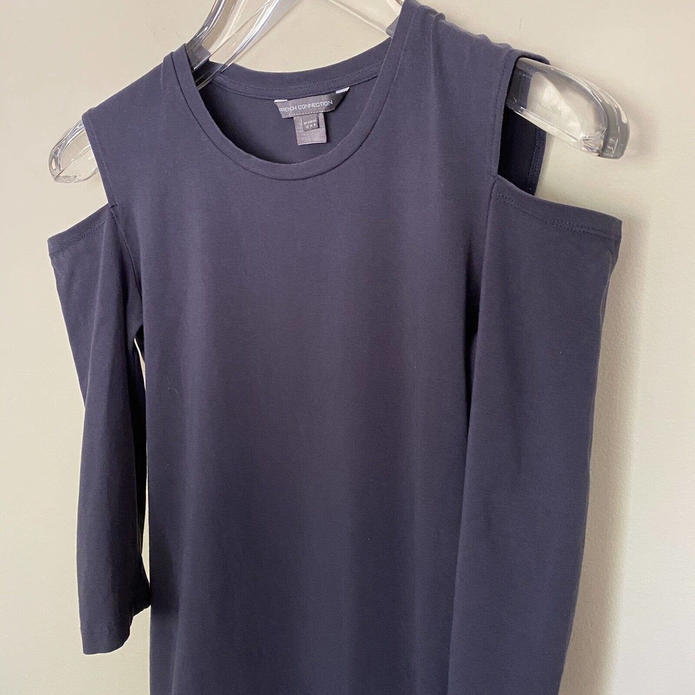 French Connection Women's Navy Cold Shoulder Stretchy Bodycon Dress - Size 8 - Picture 3 of 7